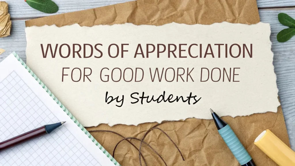 Words of Appreciation for Good Work Done by Students