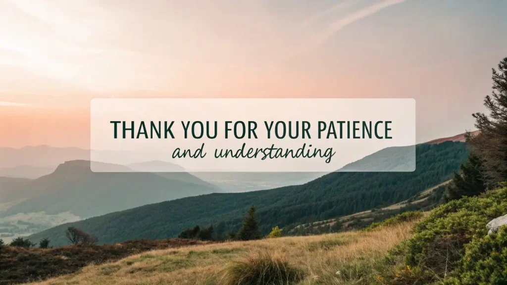 Thank You for Your Patience and Understanding