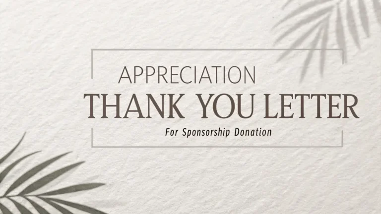 Appreciation Thank You Letter for Sponsorship Donation